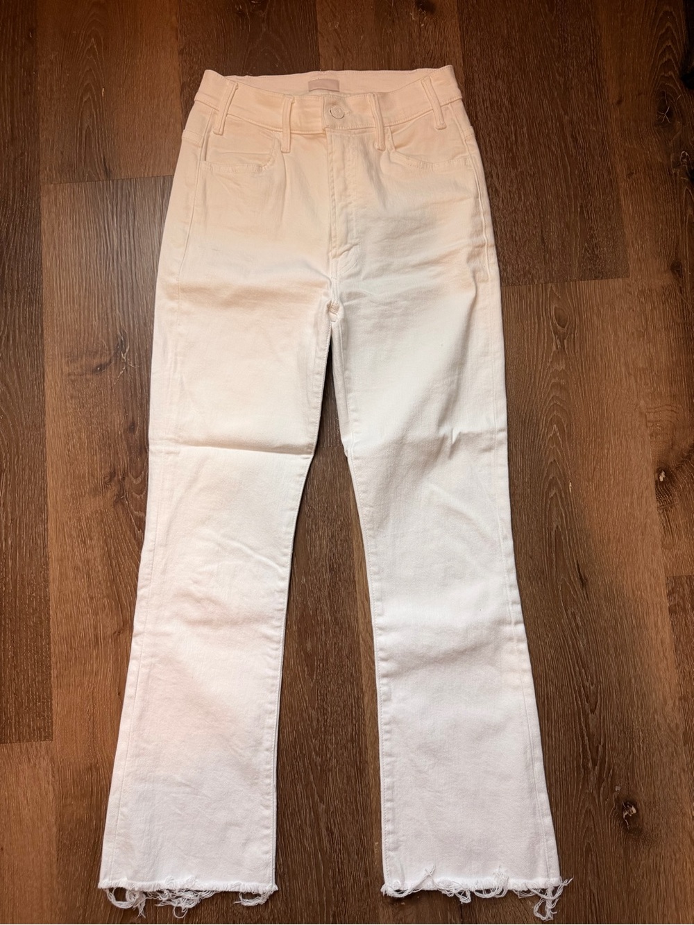 MOTHER The Hustler Ankle Fray White Jeans. Size 27.